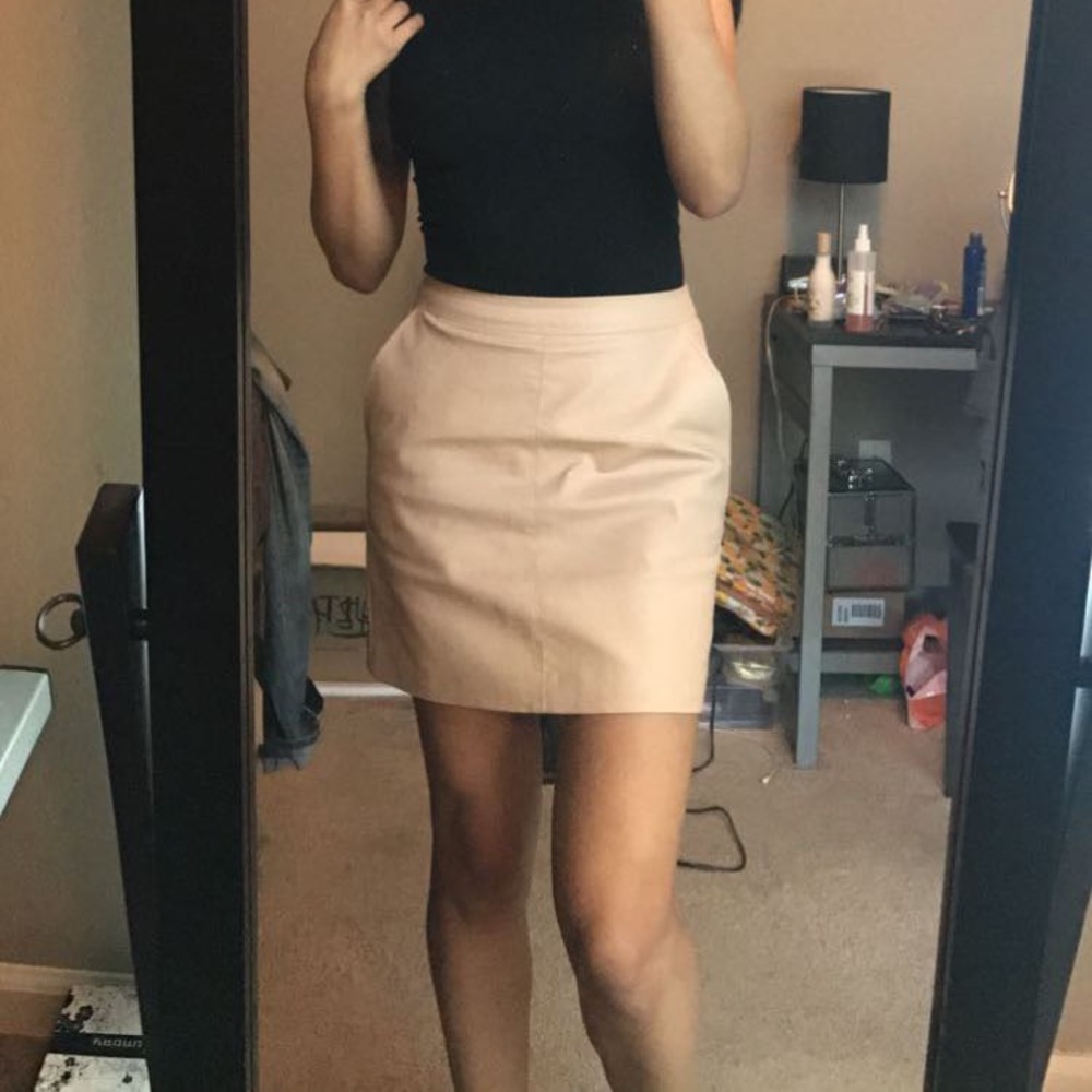Faux leather mini skirt with pockets